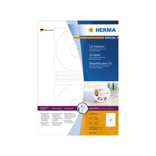 Herma CD-Etiketten A4, weiß 200 Stück Artikelbild