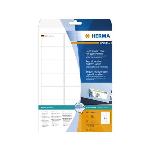 Herma Adressetiketten 5074 Repositionierbar, A4, 63,5x38,1mm Artikelbild