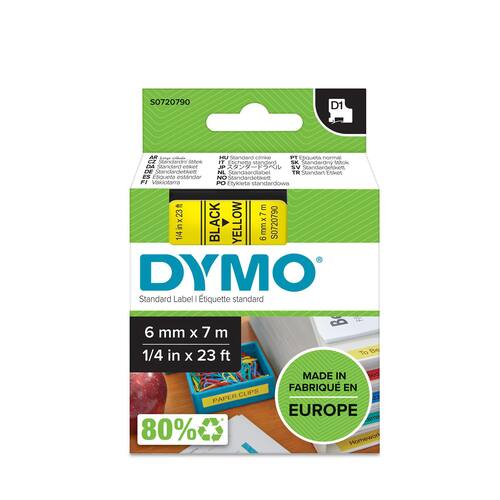 Dymo Schriftband, Gelb, Druck: Schwarz, 6 mm Artikelbild Secondary1 L