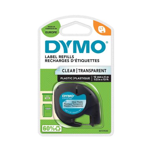 Dymo Tape LetraTAG plast 12mm svart på transparent produktfoto Secondary1 L