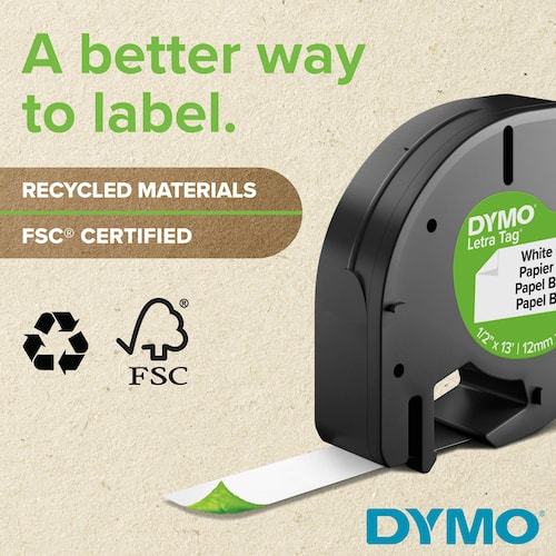 Dymo Tape LetraTAG plast 12mm svart på transparent produktfoto Secondary2 L