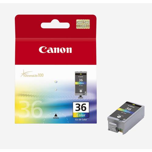 Canon Original Tintenpatrone, CLI-36, 1511B001, Druckerpatrone, ChromaLife100Tinte, Cyan, Magenta, Gelb, Schwarz, 1 Packung Artikelbild
