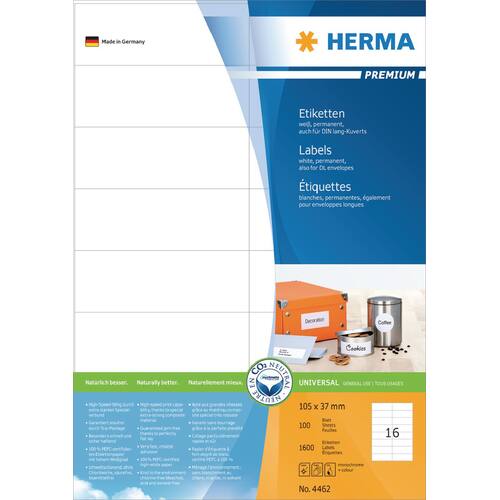 Herma Inkjet-, Laser- und Kopieretiketten, weiß, 105x37mm Artikelbild Secondary1 L