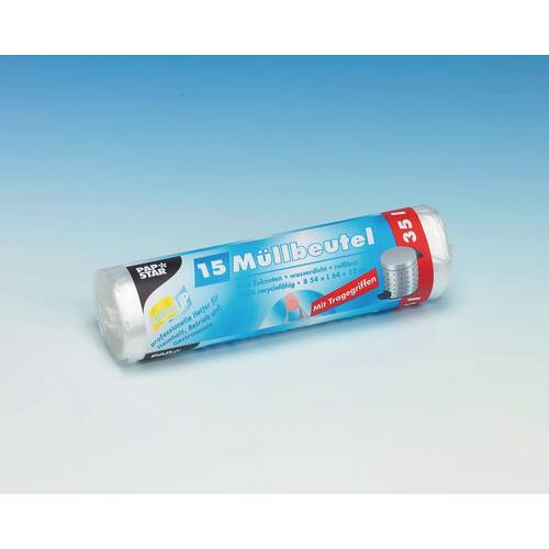 PAPSTAR Müllsack mit Trageschlaufe, HDPE, 20 l, transparent, 1 Rolle Artikelbild Secondary1 L