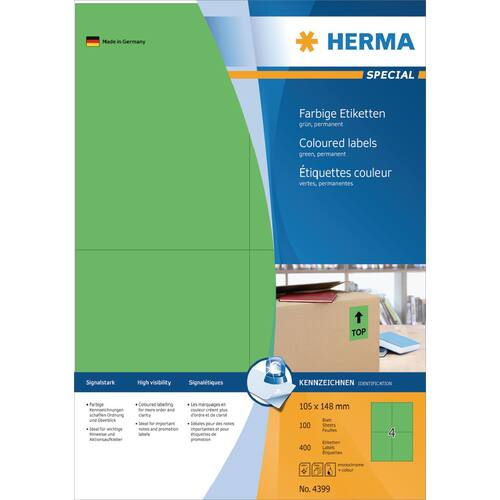Herma Etiketten, 105x148mm, grün, 400 Stück Artikelbild Secondary1 L