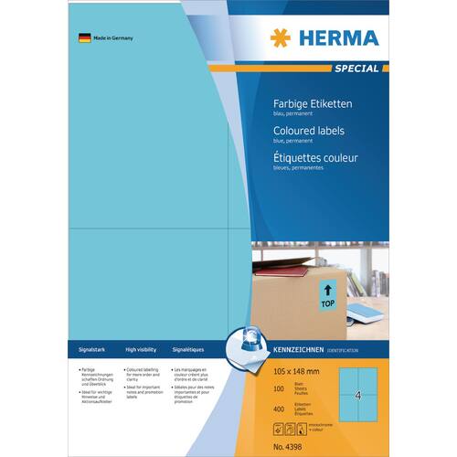 Herma Etiketten, 105x148mm, blau, 400 Stück Artikelbild Secondary2 L