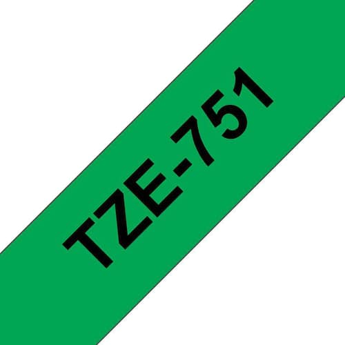 Tape BROTHER TZe-751 24mmx8m sort/grønn produktbilde
