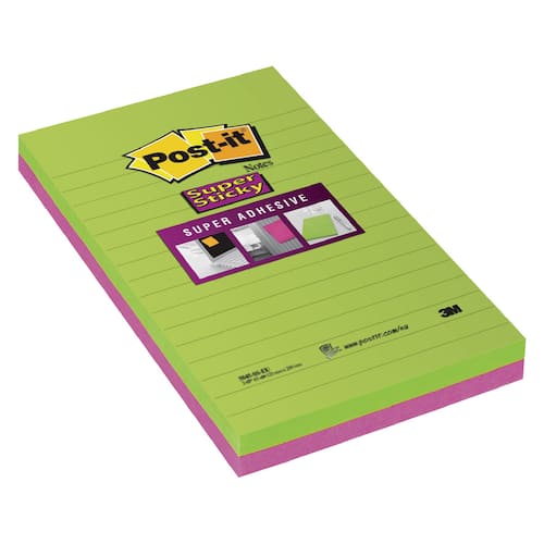 Post-it® Super Sticky, linjerade, notislappar, 101 x 152 mm, Cosmic Colour  Collection, 90 lappar