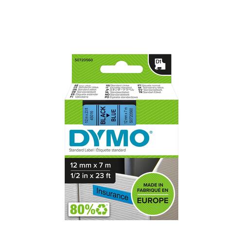 Dymo Schriftband, Blau, Druck: Schwarz, 12 mm Artikelbild Secondary1 L