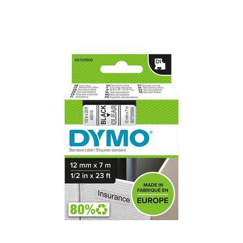 Dymo Schriftband, Transparent, Druck: Schwarz, 12 mm Artikelbild Secondary1 L