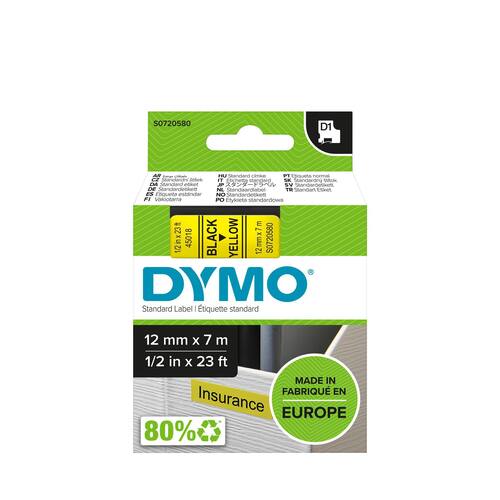 Dymo Schriftband, Gelb, Druck: Schwarz, 12 mm Artikelbild Secondary1 L
