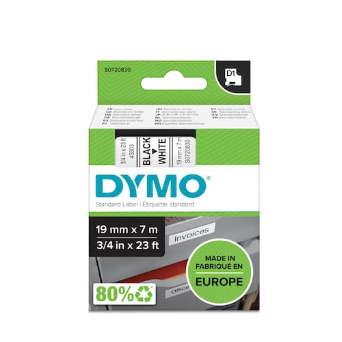 Tape DYMO D1 19mm x 7m sort/hvit produktbilde Secondary1 L