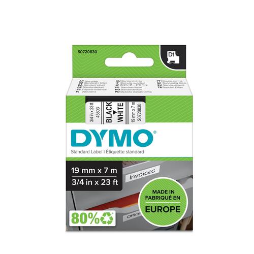 Dymo Schriftband, Weiß, Druck: Schwarz, 19 mm Artikelbild Secondary1 L