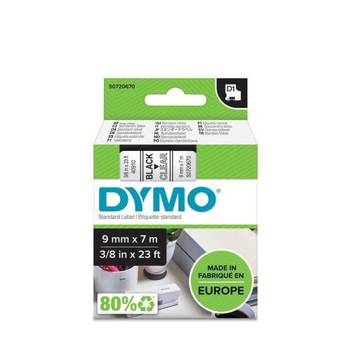Dymo Schriftband, Transparent, Druck: Schwarz, 9 mm Artikelbild Secondary1 L