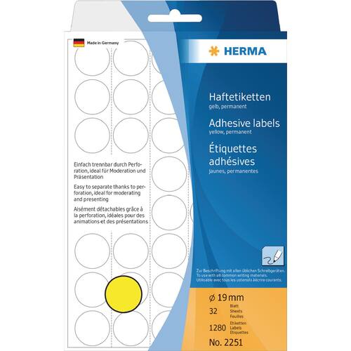 Herma Markierungspunkte, rund, gelb, 19mm, 1280 Stück Artikelbild Secondary1 L
