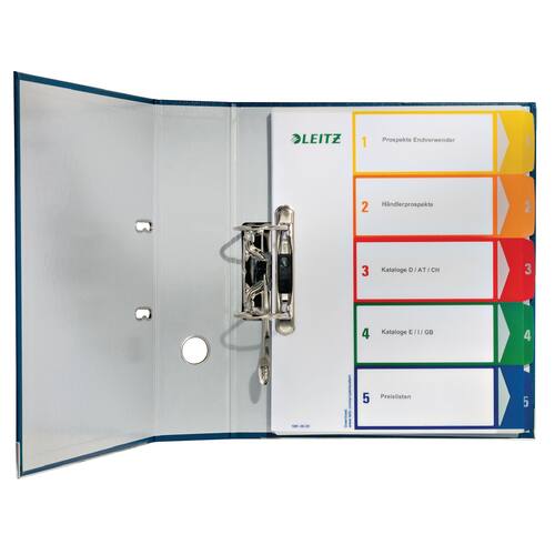 Leitz Register, 1-10, farbig, PC-beschriftbar, PP, A4, volle Höhe, überbreit, 10 Blatt, grau, 1 Packung Artikelbild Secondary1 L