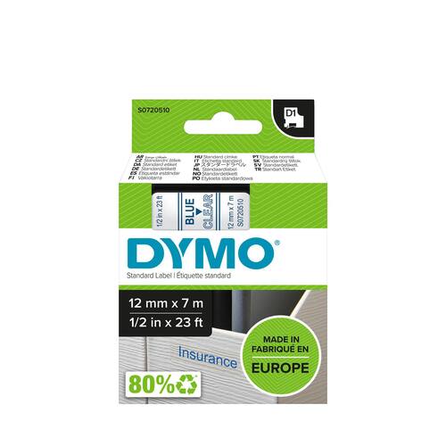 Dymo Original D1-Schriftband für LabelManger™, Transparent, Druck: Blau, 12mm, 1 Stück Artikelbild Secondary1 L