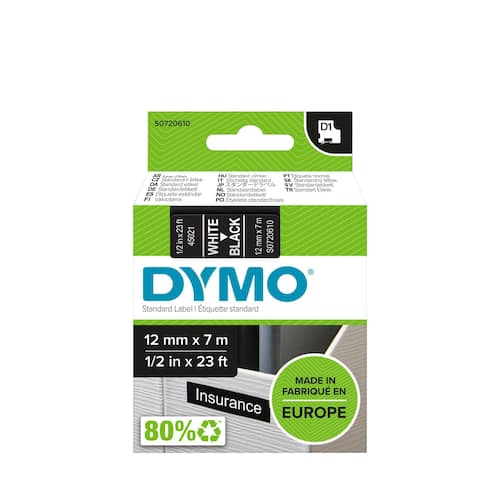 Dymo Schriftband Schwarz, Druck: weiß, 12mm, 7m, Kunststoff, 1 Stück Artikelbild Secondary1 L