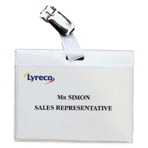 Lyreco Namensschild mit Drehclip, 90x60mm, Kunststoff, transparent, 30 Stück pro Packung, 1 Packung Artikelbild