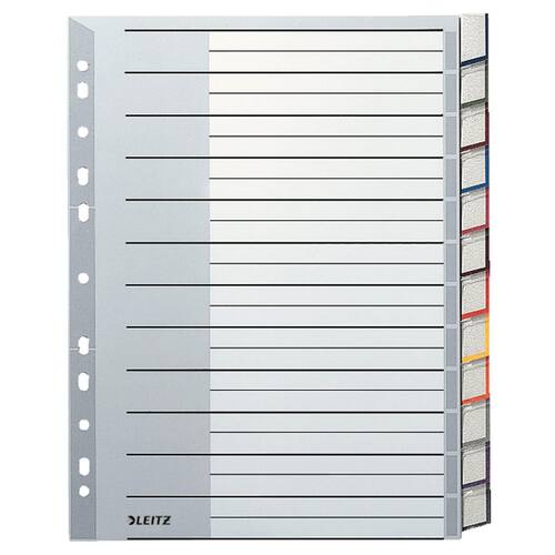 Leitz Register, blanko, 12 Unterteilungen, PP, A4, volle höhe, überbreit, 12 Blatt, grau, 1 Packung Artikelbild