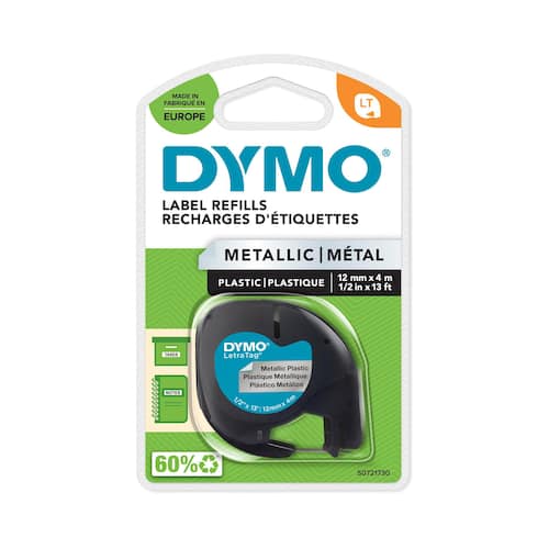 Tape DYMO LetraTag 12mm metal sort/sølv produktbilde Secondary1 L