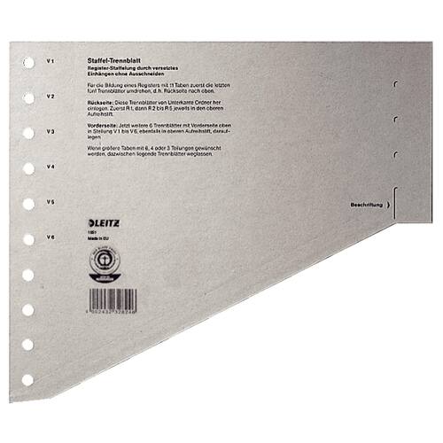 Leitz Trennblätter, Karton, A4 überbreit, schräg, grau (100 Stück) Artikelbild