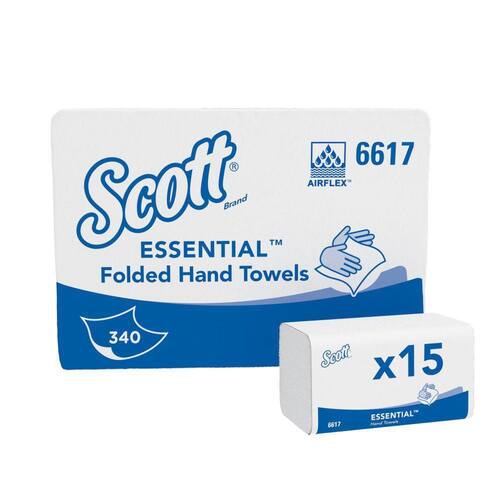 Scott® Scott Papierhandtücher Essential ™, Airflex®, Interfold, weiß, 21x20cm, 15x340 Tücher, 5.100 Tücher Artikelbild Secondary3 L