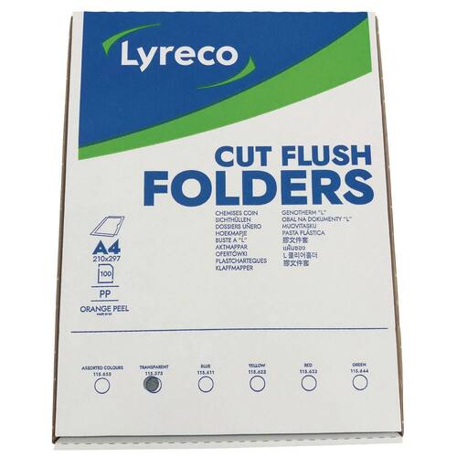Lyreco Sichthülle, Aktenhülle, oben/rechts offen, PP, A4, 0,11 mm, genarbt, transparent, 100 Stück pro Packung, 1 Packung Artikelbild Secondary4 L