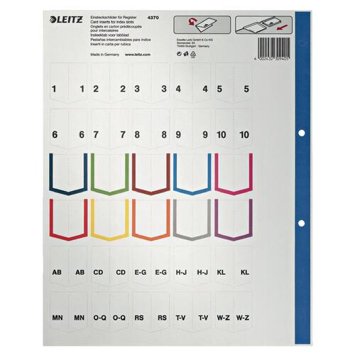 Leitz Register, blanko, 10 Unterteilungen, PP, A4, volle höhe, überbreit, 10 Blatt, grau, 1 Packung Artikelbild Secondary2 L