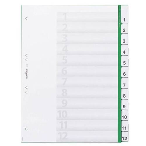 Durable Register, 1 - 12, Kunststoff, A4, volle Höhe, 12 Blatt, grün, 1 Packung Artikelbild Secondary1 L