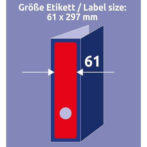 AVERY Zweckform Ordneretiketten, Rückenschilder, breit, 297x61mm, Rot, 60 Stück Artikelbild Secondary3 L