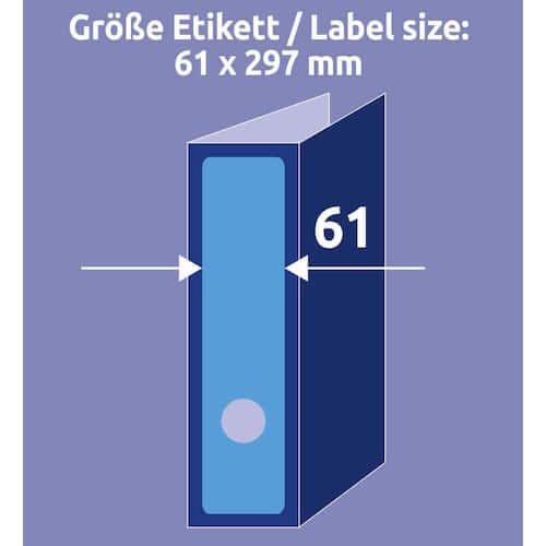 AVERY Zweckform Ordneretiketten L4753-20, Rückenschilder für Ordner, selbstklebend, 61x297mm, Blau, 20 Blatt, 60 Etiketten Artikelbild Secondary3 L