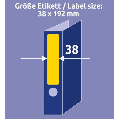 AVERY Zweckform Ordneretiketten, Rückenschilder für Ordner, selbstklebend, 38x192mm, gelb, 7 Etiketten pro Blatt, 20 Blatt Artikelbild Secondary3 L