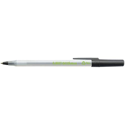 BIC® Ecolutions Round Stic Kugelschreiber, Mittelstarke 1-mm-Spitze, weißer Schaft, schwarze Tinte, 1 Stück Artikelbild Secondary2 L