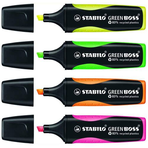 STABILO Textmarker Green Boss, im Etui, Keilspitze, gelb, orange, grün, pink, 1 Packung Artikelbild Secondary2 L