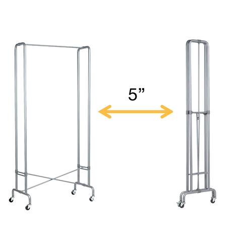 Unilux Garderobenständer mit Rollen, mobile Geraderobe, 88x49x180cm, grau, 1 Stück Artikelbild Secondary3 L