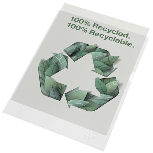 Esselte Sichthülle recycled, Aktenhülle, oben/rechts offen, A4, PP (RC), genarbt, transparent, 100 Stück pro Packung, 1 Packung Artikelbild