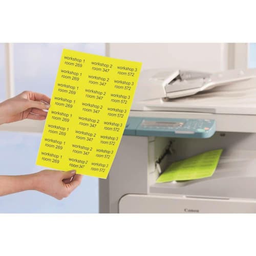 Avery Etiketten für Laserdrucker und Kopierer, 25 Blatt, A4, neongelb, 210x297mm, 25 Stück Artikelbild Secondary3 L