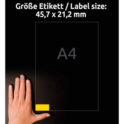 Avery Inkjet-, Laser- und Kopieretiketten, Nr. L6041, A4-Bogen, gelb, 45,7x21,2mm, 960 Stück Artikelbild Secondary2 L