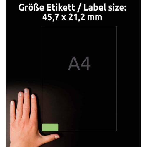 Avery Inkjet-, Laser- und Kopieretiketten, Nr. L6040, A4-Bogen, grün, 45,7x21,2mm, 960 Stück Artikelbild Secondary4 L