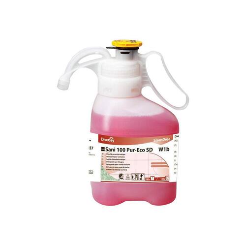 Diversey Sanitetsrengöring, koncentrerad rengöringsvätska för våtrum, Sani 100 Pur-Eco SD W1b, flaska 1,4l produktfoto Secondary1 L