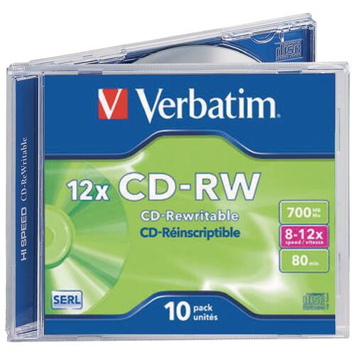 Verbatim CD-RW Rohling, 12x, 700MB, 10 Stück Jewel Case Artikelbild Secondary2 L