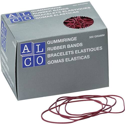 ALCO Gummibänder, Gummiringe, Gummiringerl, 500g, rot, 65mm, 1 Packung Artikelbild