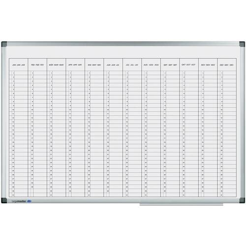 Legamaster Jahresplaner PREMIUM, Schreibtafel, vertikal, lackiert, mit Ablageschale, magnetisch, 12 Monate, 90x60cm, 1 Stück Artikelbild