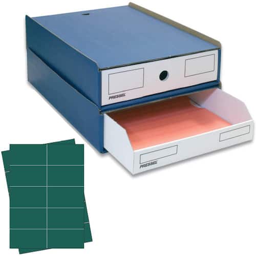 Pressel Stapel-Box 311 A4, blau/weiß mit grünen Etiketten Artikelbild