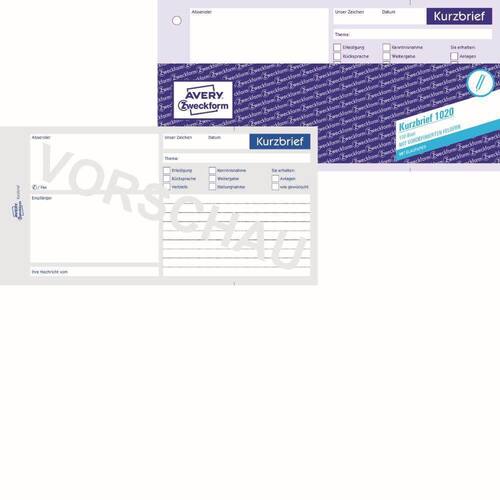 Avery Formularbuch Kurzbrief, 1020, 1/3 A4 Artikelbild