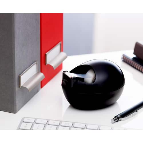 Scotch® Karim Rashid-designad skrivbordstejphållare, C36, stenformad, svart, + Magic™ osynlig kontorstejp, 1 rulle, 19 mm x 7,5 m, genomskinlig produktfoto Secondary2 L