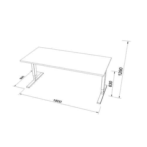 deNord Design Skrivbord höj/sänk Pro 1800x800 ek/vit produktfoto Secondary2 L