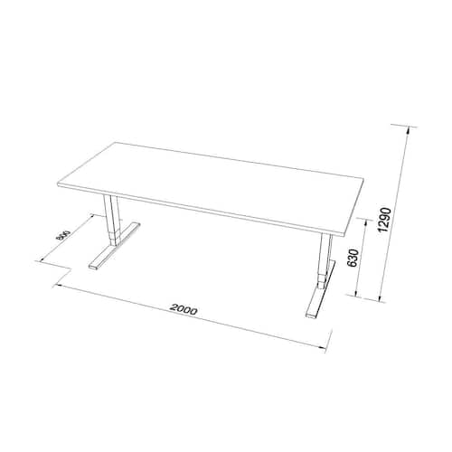 deNord Design Skrivbord höj/sänk Pro 2000x800 vit/svart produktfoto Secondary1 L