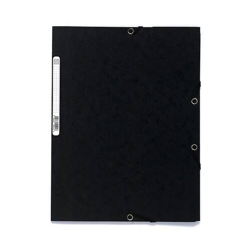 Exacompta Einschlagmappe, Flügelmappe, Sammelmappe, Manilakarton, 400g/m², Eckspanngummi, 3 Klappen, A4, 240x320mm, schwarz, 25 Stück pro Packung, 1 Packung Artikelbild